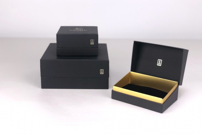 Boîte luxe pour bijoux, accessoires de mode écrin avec or à chaud, coffret cadeau luxe -boîte cadeau personnalisable sur mesure